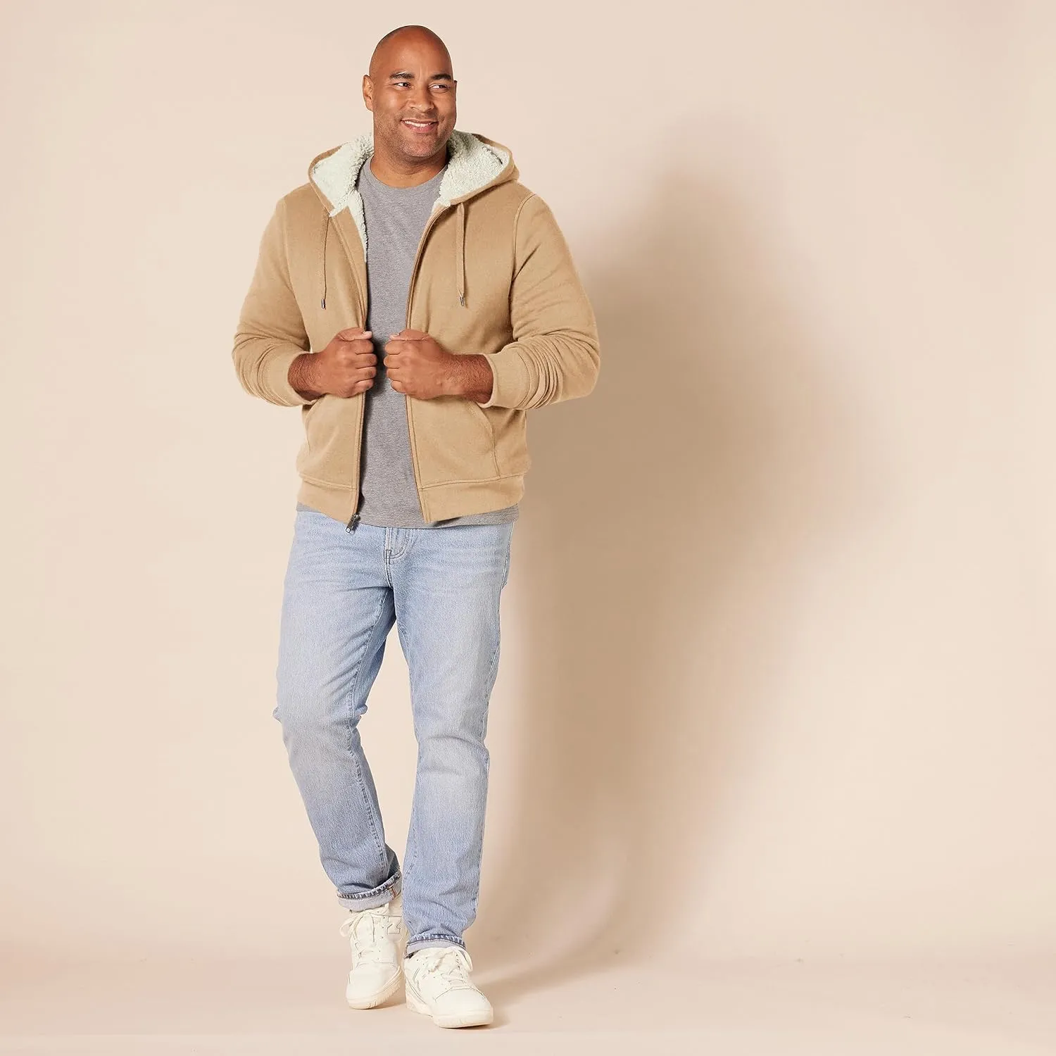 Amazon Essentials Hoodie For Men, Sherpa-Lined Full-Zip Fleece Sweatshirt