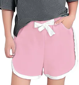 Athletic Shorts for Girls Adjustable Drawstring Lightweight Breathable Running Shorts Summer Youth Cycling Pants