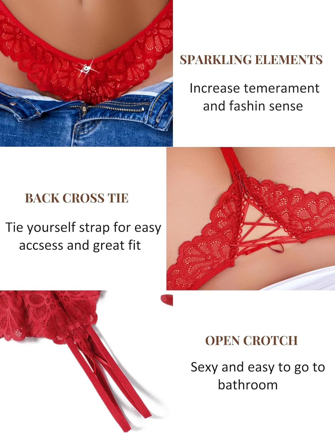 Avidlove Lace Panties Womens Sexy Bikini Underwear Criss Corss Thong Briefs V-Shape Cheeky Hipster S-XXL