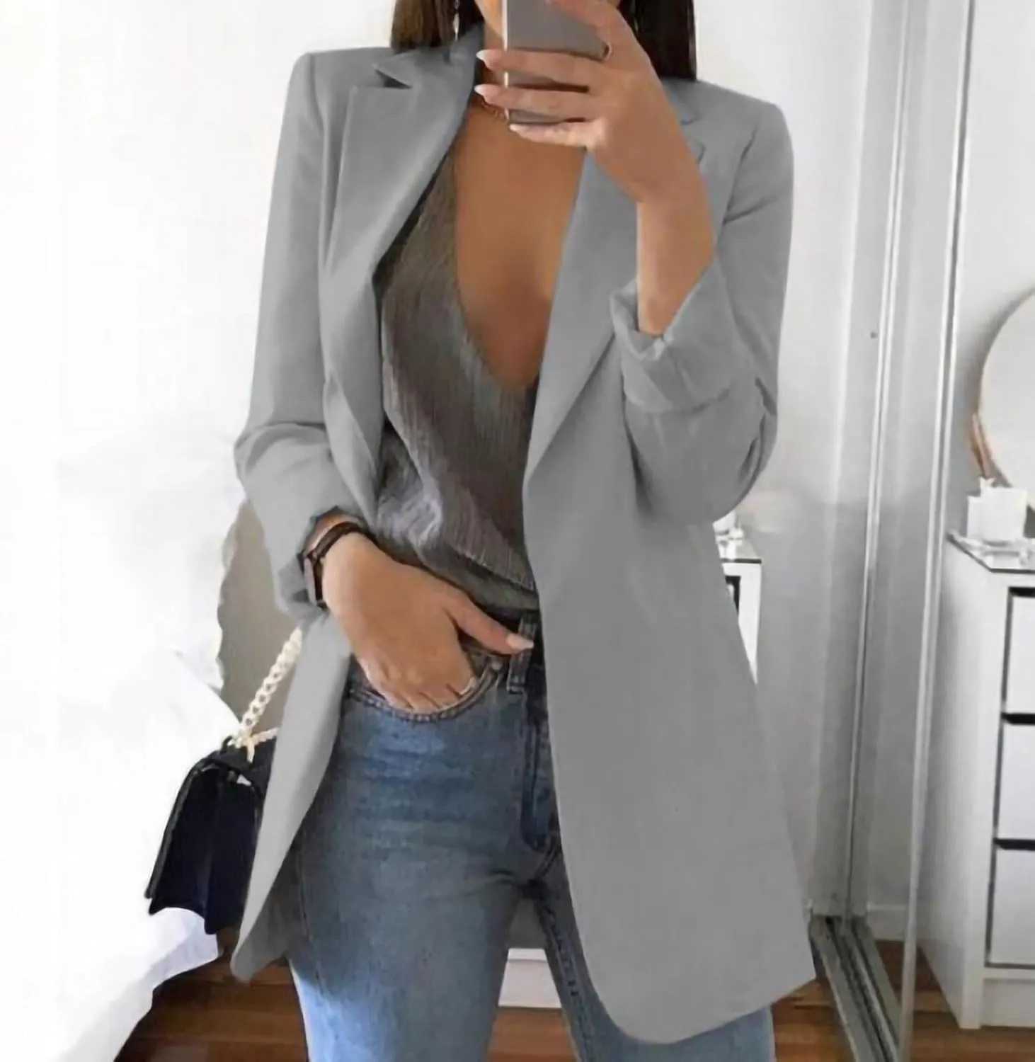 Blazers for Women Long Sleeve Casual Business Suit Jacket Plaid Coat Dressy Jacket Plus Work Office Blazer Outerwear