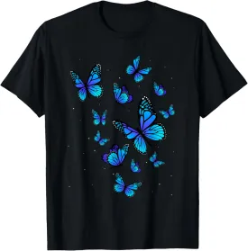 Blue Butterfly Art Garden Beautiful Butterflies T-Shirt