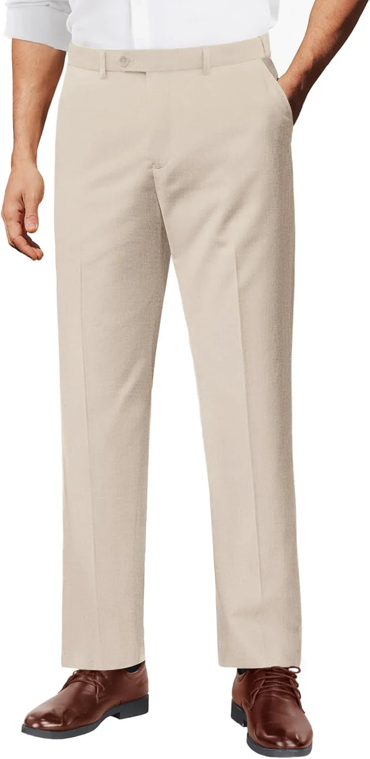 COOFANDY Men Linen Dress Pants Classic Fit Suit Pants Lightweight Wrinkle Free Casual Trousers