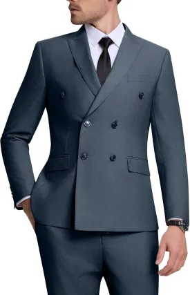 Double Breasted Suit Men Slim Fit 2 Pieces Suit Blazer Pants Formal 2 Button Tuxedo Jacket for Wedding Business Prom