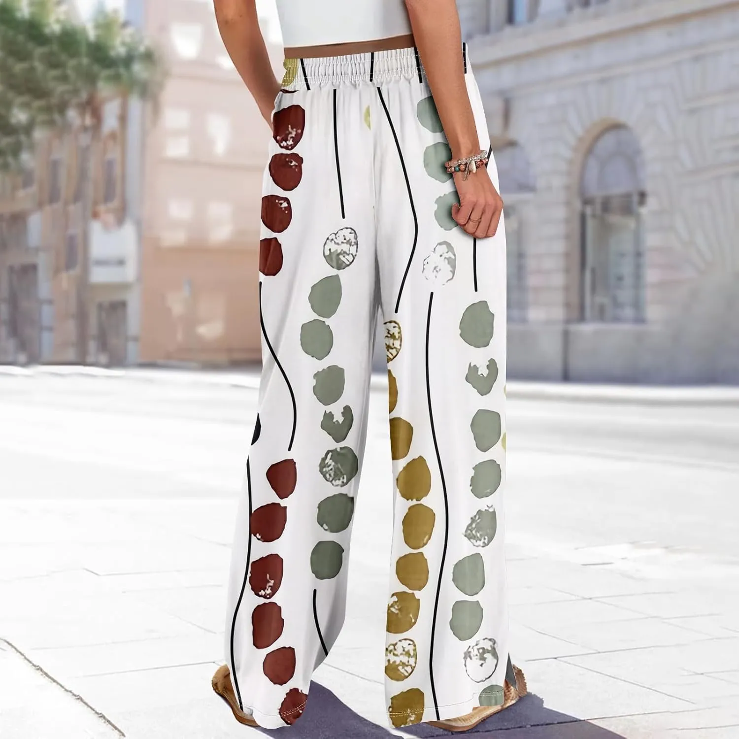 Dress Pants Women Petite High Waisted Wide Leg Summer Beach Vacation Women's Pants Boho Lounge Casual Palazzo Trousers