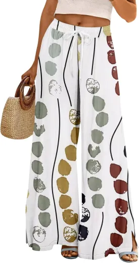 Dress Pants Women Petite High Waisted Wide Leg Summer Beach Vacation Women's Pants Boho Lounge Casual Palazzo Trousers