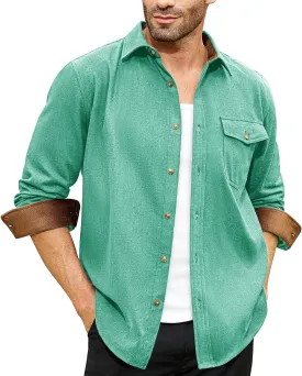 Flannel Shirt for Men Long Sleeve Mens Dress Shirts Cotton Casual Button Down Shirt Big Work Shacket Jackets