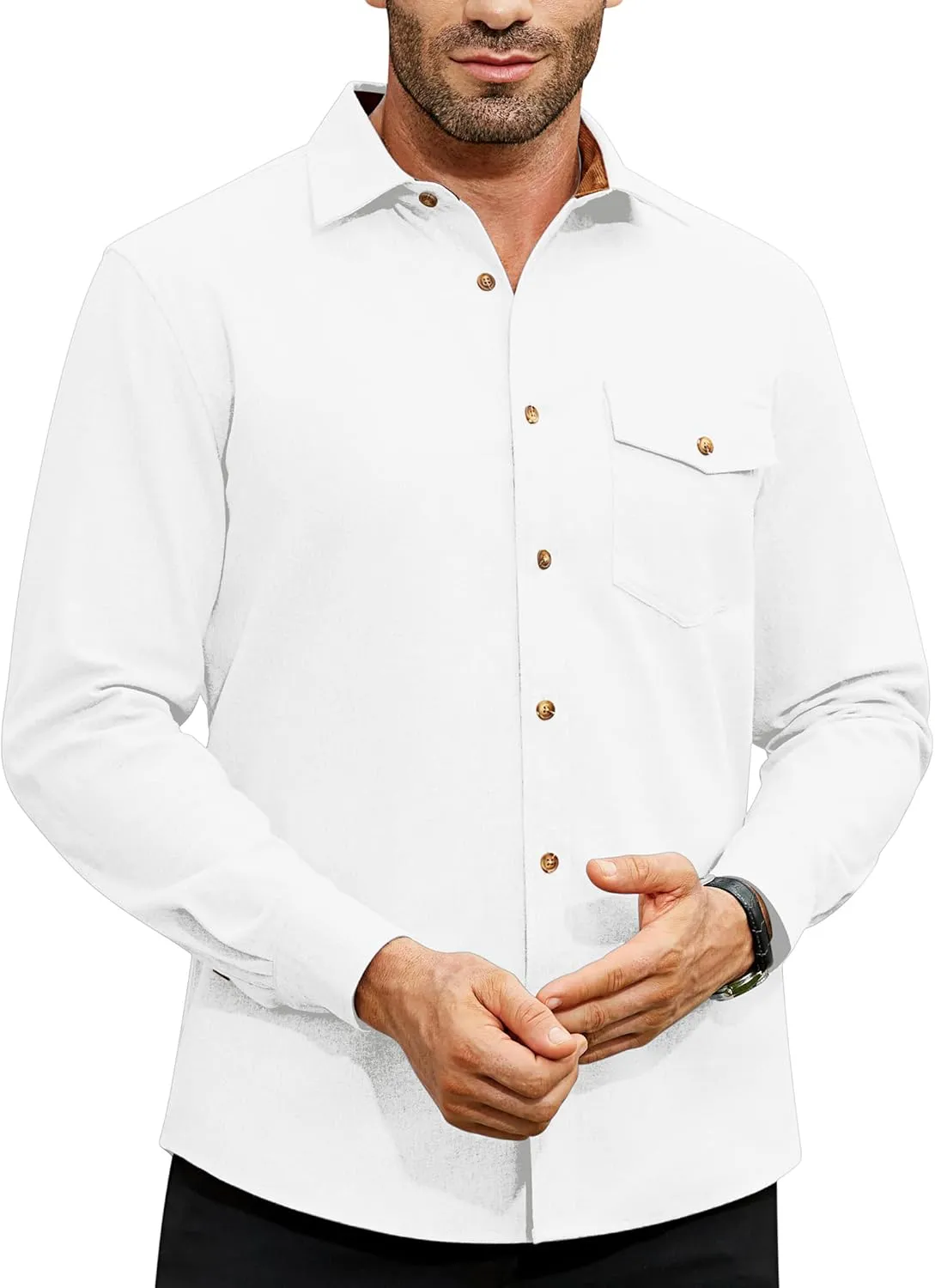 Flannel Shirt for Men Long Sleeve Mens Dress Shirts Cotton Casual Button Down Shirt Big Work Shacket Jackets