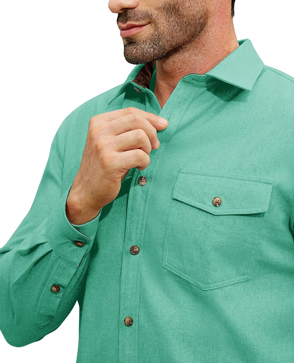Flannel Shirt for Men Long Sleeve Mens Dress Shirts Cotton Casual Button Down Shirt Big Work Shacket Jackets