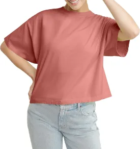 Hanes Originals Garment Washed T-Shirt, Crewneck Crop Tees for Women