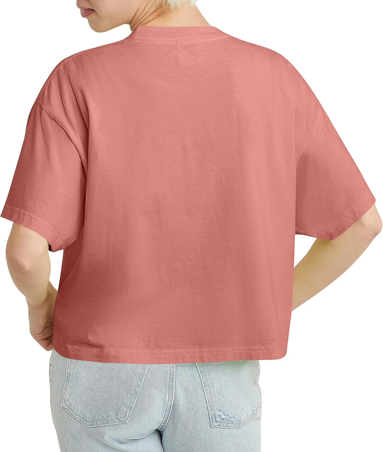 Hanes Originals Garment Washed T-Shirt, Crewneck Crop Tees for Women