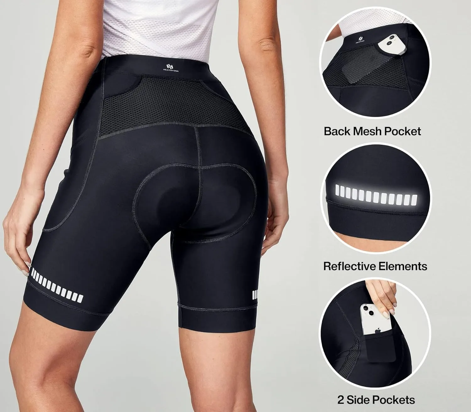 Heathyoga Womens 4D Padded Bike Shorts with Pockets Padding Cycling Shorts Women Bicycle Shorts Biker Biking Shorts