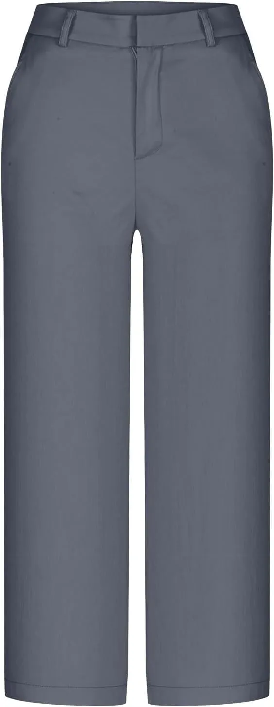 HGps8w Capris for Women Dress Pants 2025 Summer Loose Casual Stretch High Waisted Crop Straight Leg Trousers with Pockets