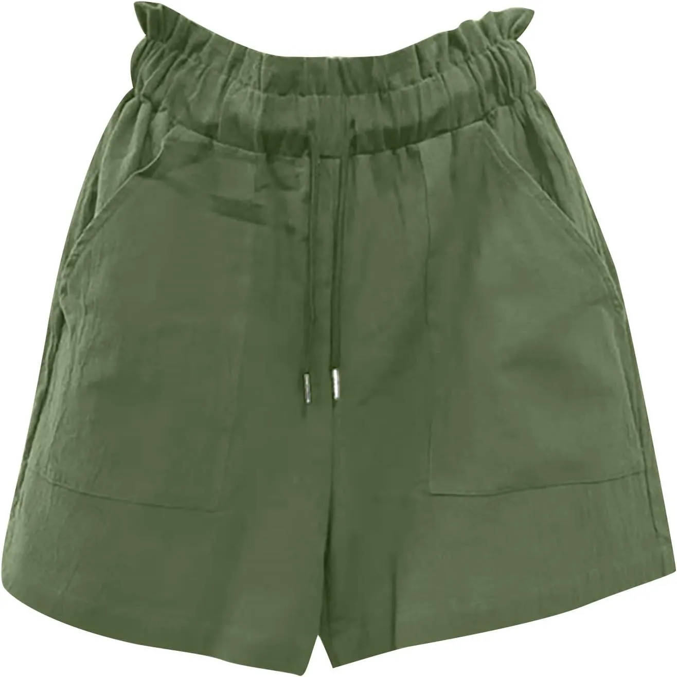 HGps8w Paperbag Shorts for Women Cotton Linen Casual Elastic Waist Drawstring Shorts Comfy Baggy Lounge Shorts with Pockets