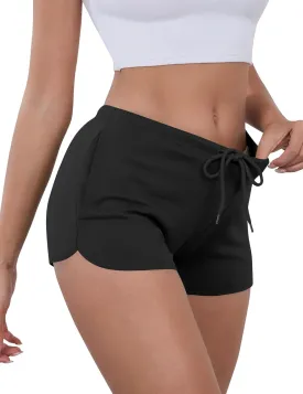 IECCP Athletic Shorts for Women Summer Workout Sweat Shorts Cute Low Rise Mini Shorts with Drawstring and Pockets Sleepwear