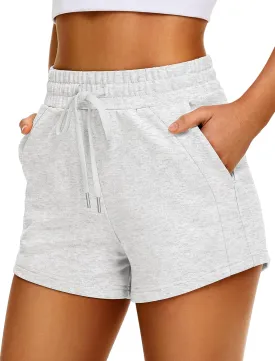 IWD Womens Sweat Shorts Casual Summer Comfy Cotton Shorts Drawstring High Waisted Lounge Shorts with Pockets