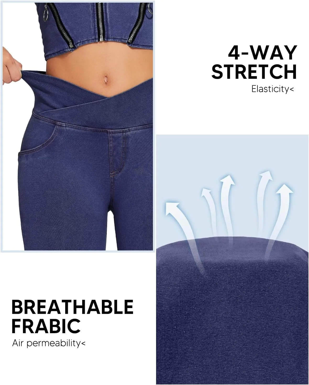 KIWI RATA Flare Jeans for Women, Tummy Control High Waisted Stretchy Pants, Trendy Crossover Bell Bottom Jeans