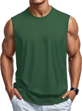 MAGCOMSEN Men's Tank Top Cotton Muscle Workout Gym Shirts Moisture Wicking Lightweight Summer Casual Sleeveless Shirts