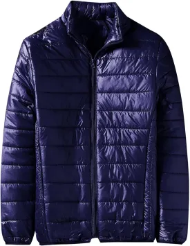 Men's Lightweight Puffer Jacket Winter Warm Down Coats Plus Size Packable Hooded Insulated Coat for Snow Ski Traveling