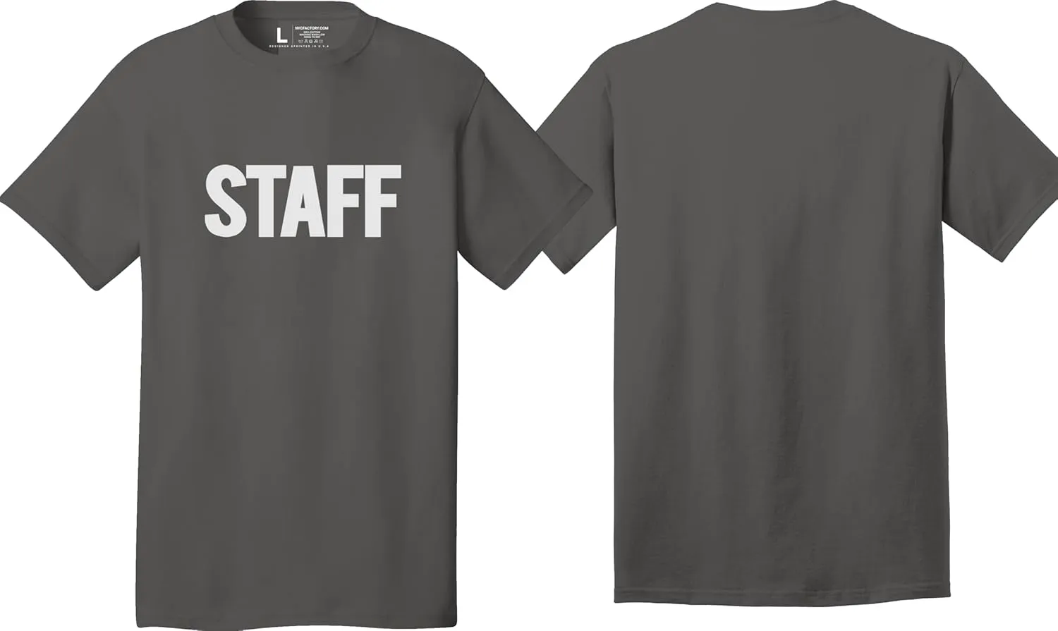 Men's Staff T-Shirt Front Back Print Tee Event Uniform Tshirt