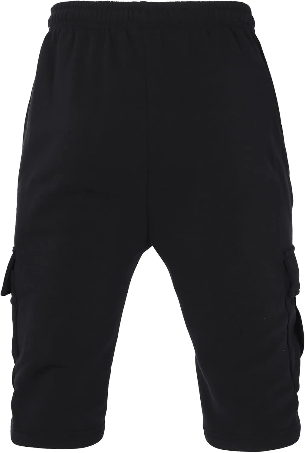 Men's Sweat Shorts Below The Knee Fleece Cargo Shorts Elastic Waist Workout Jogger Sweatpant Shorts with Pockets