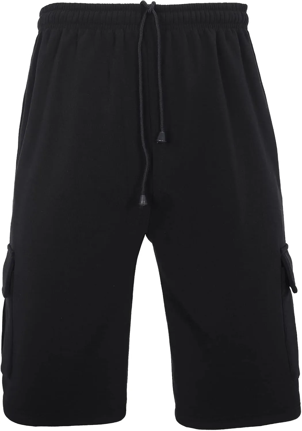 Men's Sweat Shorts Below The Knee Fleece Cargo Shorts Elastic Waist Workout Jogger Sweatpant Shorts with Pockets