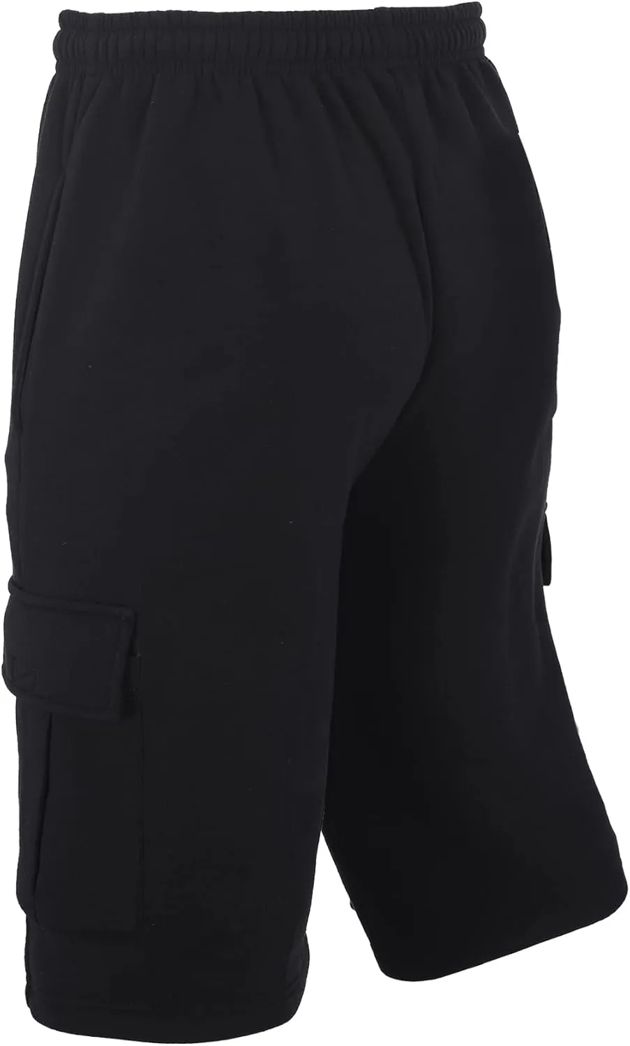 Men's Sweat Shorts Below The Knee Fleece Cargo Shorts Elastic Waist Workout Jogger Sweatpant Shorts with Pockets