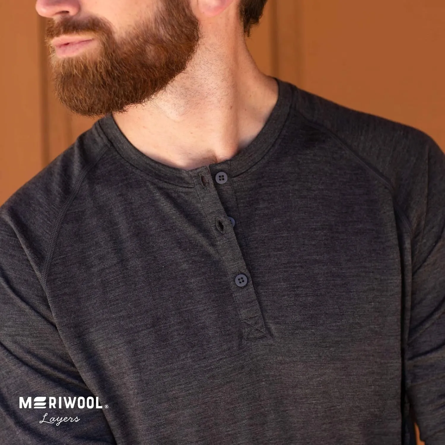 MERIWOOL Men's Base Layer Long Sleeve Henley - Lightweight Merino Wool Thermal
