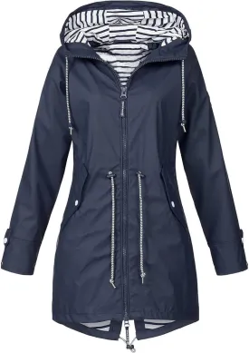 Rain Coats for Women Plus Size Waterproof Hoodie Jacket Windproof Windbreaker Lightweight Raincoat Drawstring Pockets