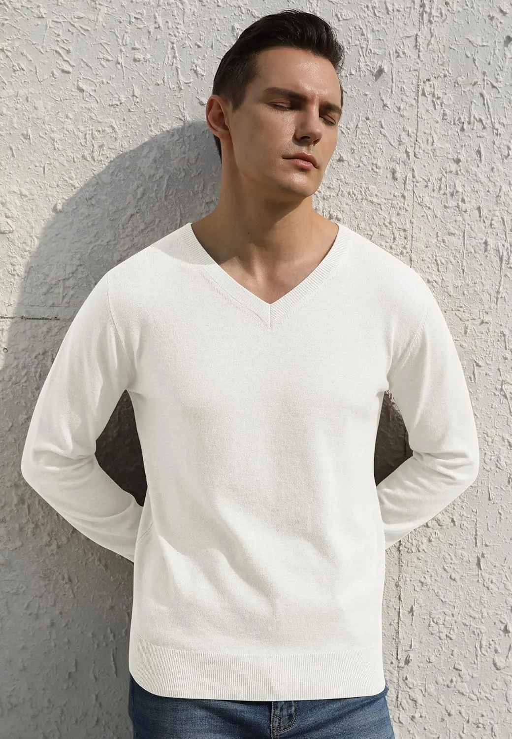 Sailwind Mens V-Neck Wool Knit Casual Pullover Sweater