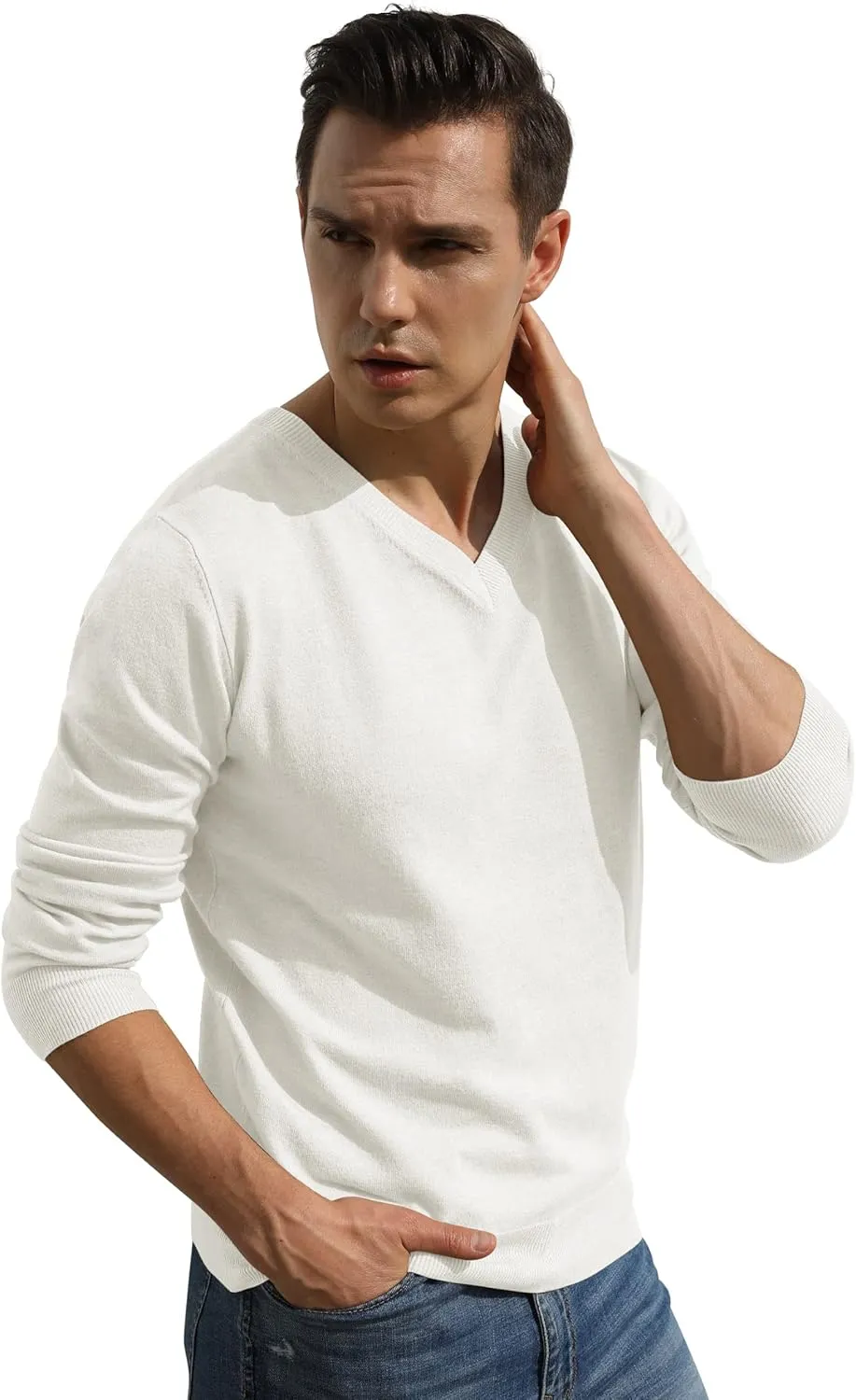 Sailwind Mens V-Neck Wool Knit Casual Pullover Sweater