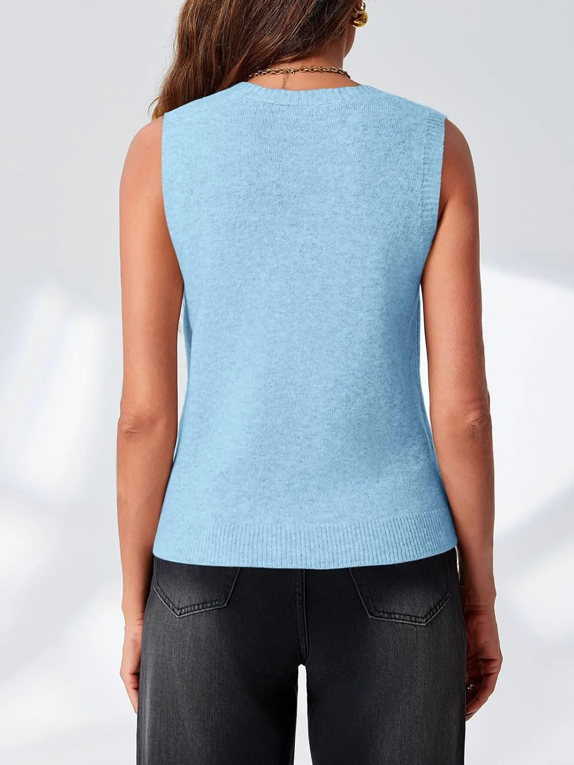 Saodimallsu Womens Sleeveless Sweater Vest Button V Neck Knit Trendy Casual Summer Cardigan with Pockets
