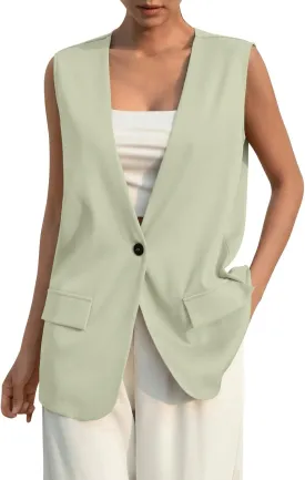 Sleeveless Womens Vest Blazers for Work Casual Lightweight Blazer Travel Fall Office Outfits Open Front Suit