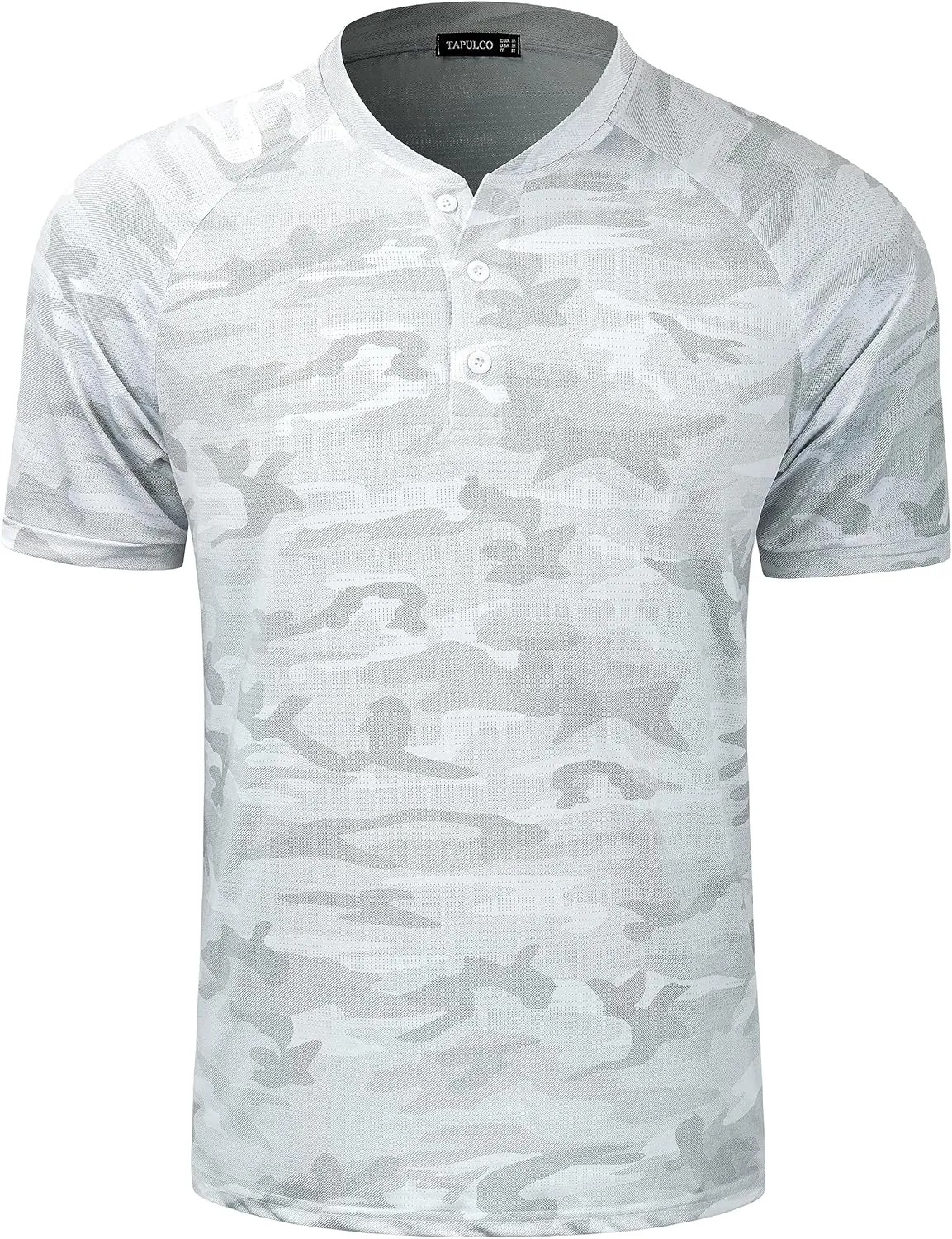 TAPULCO Mens Collarless Golf Shirts Short Sleeve Dry Fit Stretch Casual Breathable Lightweight Tshirts