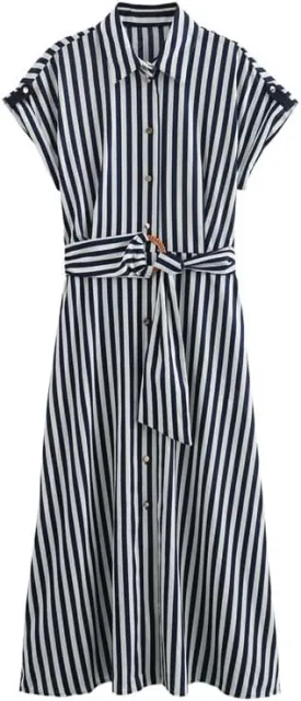 utcoco Womens 2025 Stripes Shirt Dress Casual Short Sleeve Button Down Belted Vacation Midi Dress