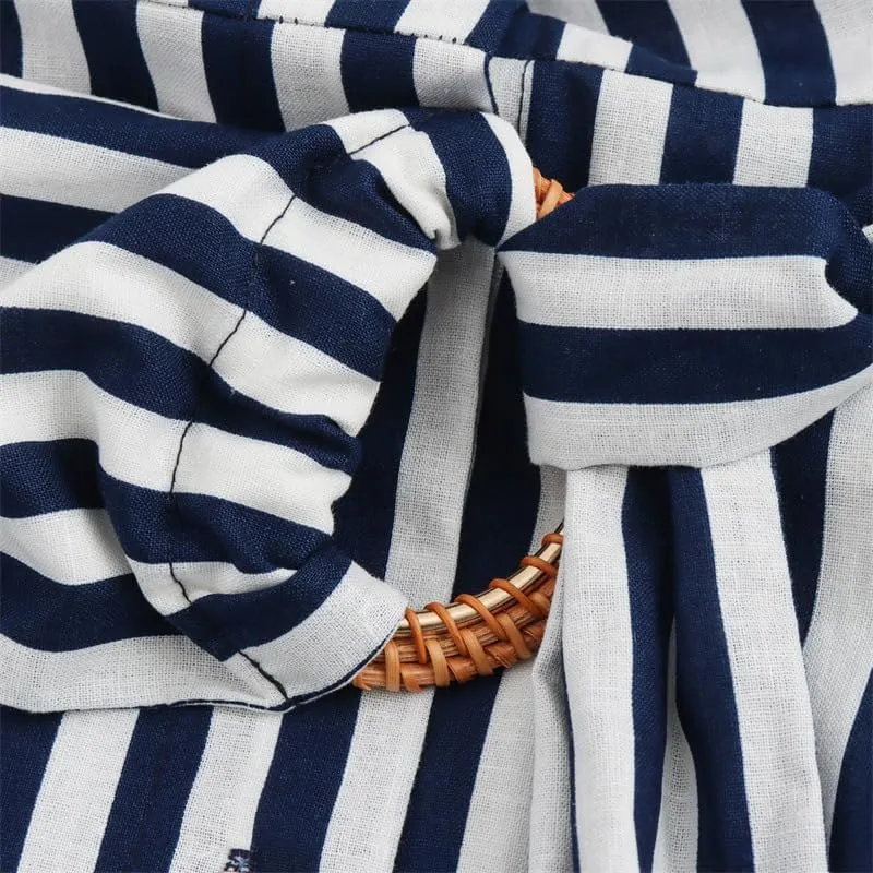 utcoco Womens 2025 Stripes Shirt Dress Casual Short Sleeve Button Down Belted Vacation Midi Dress