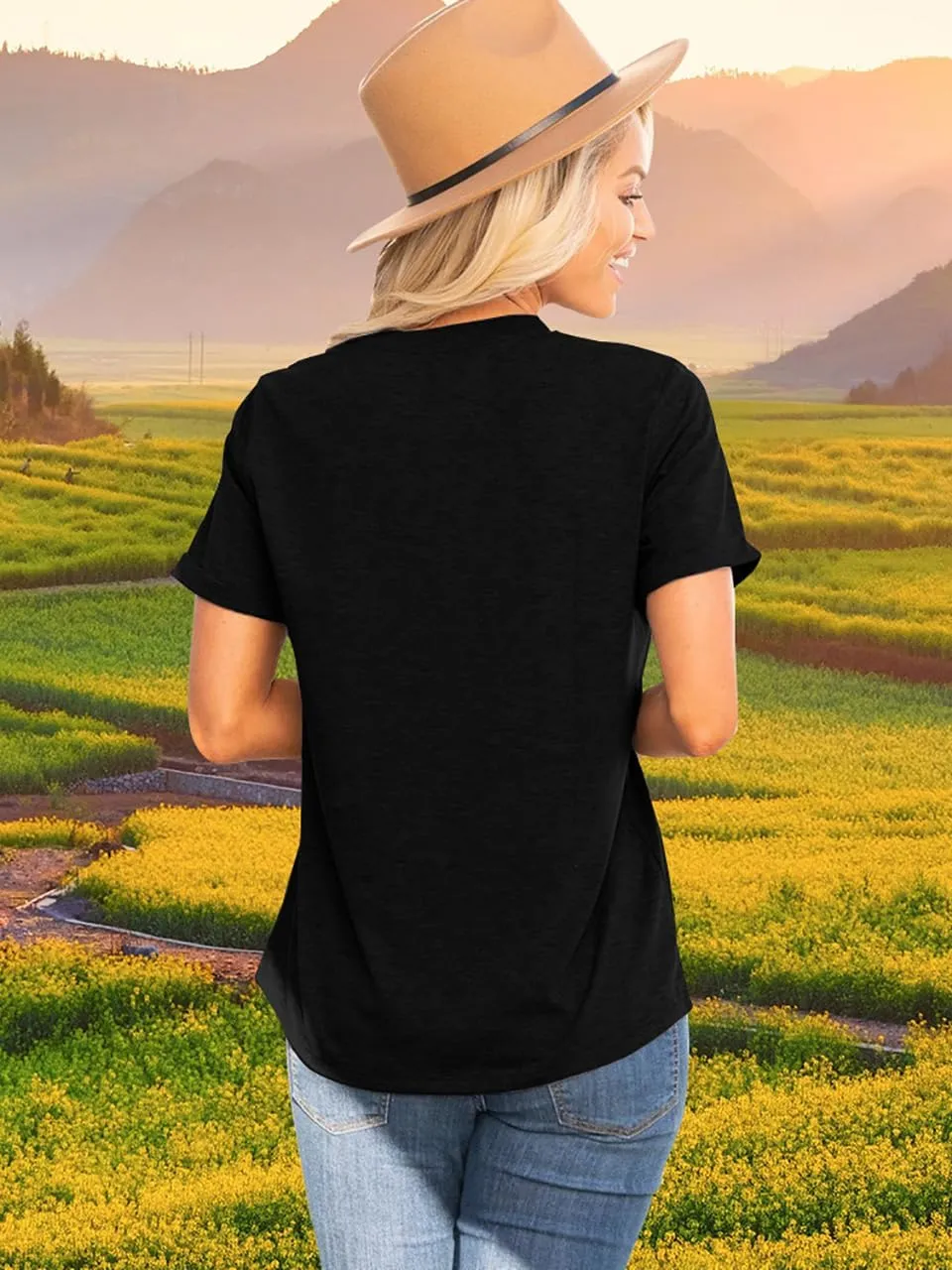 Women Vintage Wildflower T Shirt Funny Sun Mystical Shirts Boho Graphic Tees Short Sleeve Tops