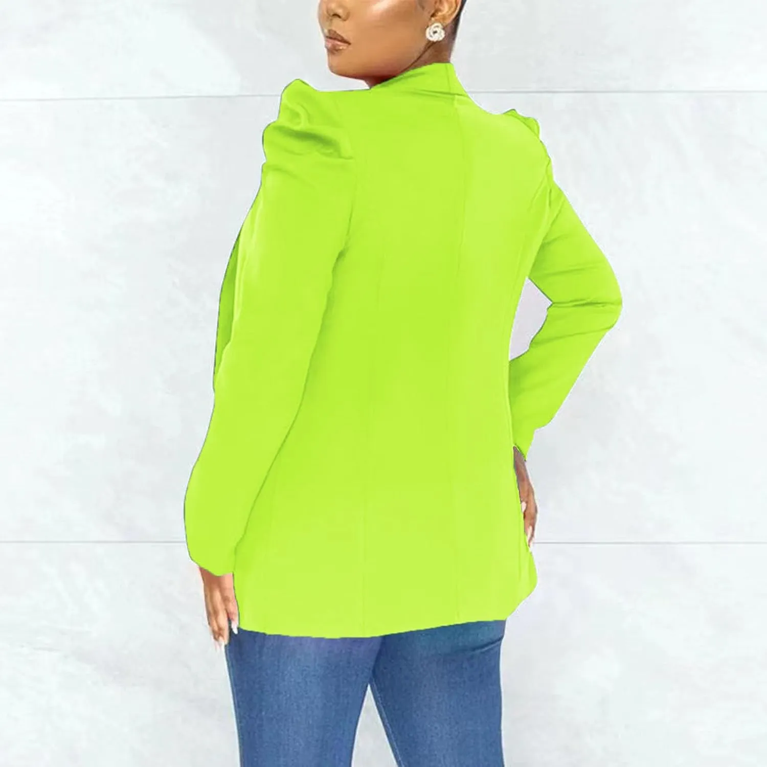 Women's Dressy Blazer Open Front Blazer Plus Size Business Casual Cardigan Blazer Puff Sleeve Blazer Jacket Outerwear