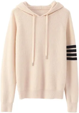 Women's Long Sleeve Hoodie Cashmere and Wool Blend Pullover Tops Sweater